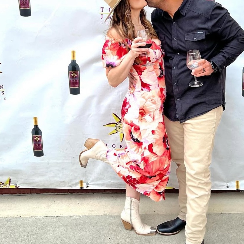 H&M Floral Off-Shoulder Midi Dress